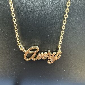 Monooc Gold Colored Handmade “Avery” Pendent Name Necklace New With Box